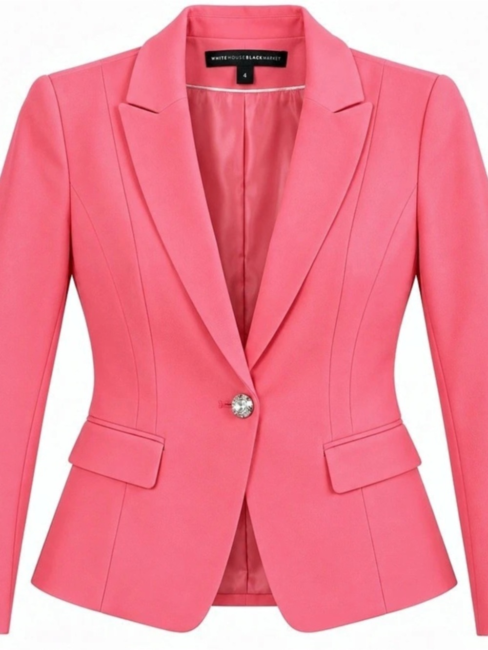 White House Black Market Blazer Women’s 4 Coral Pink Crystal Button Tailored
